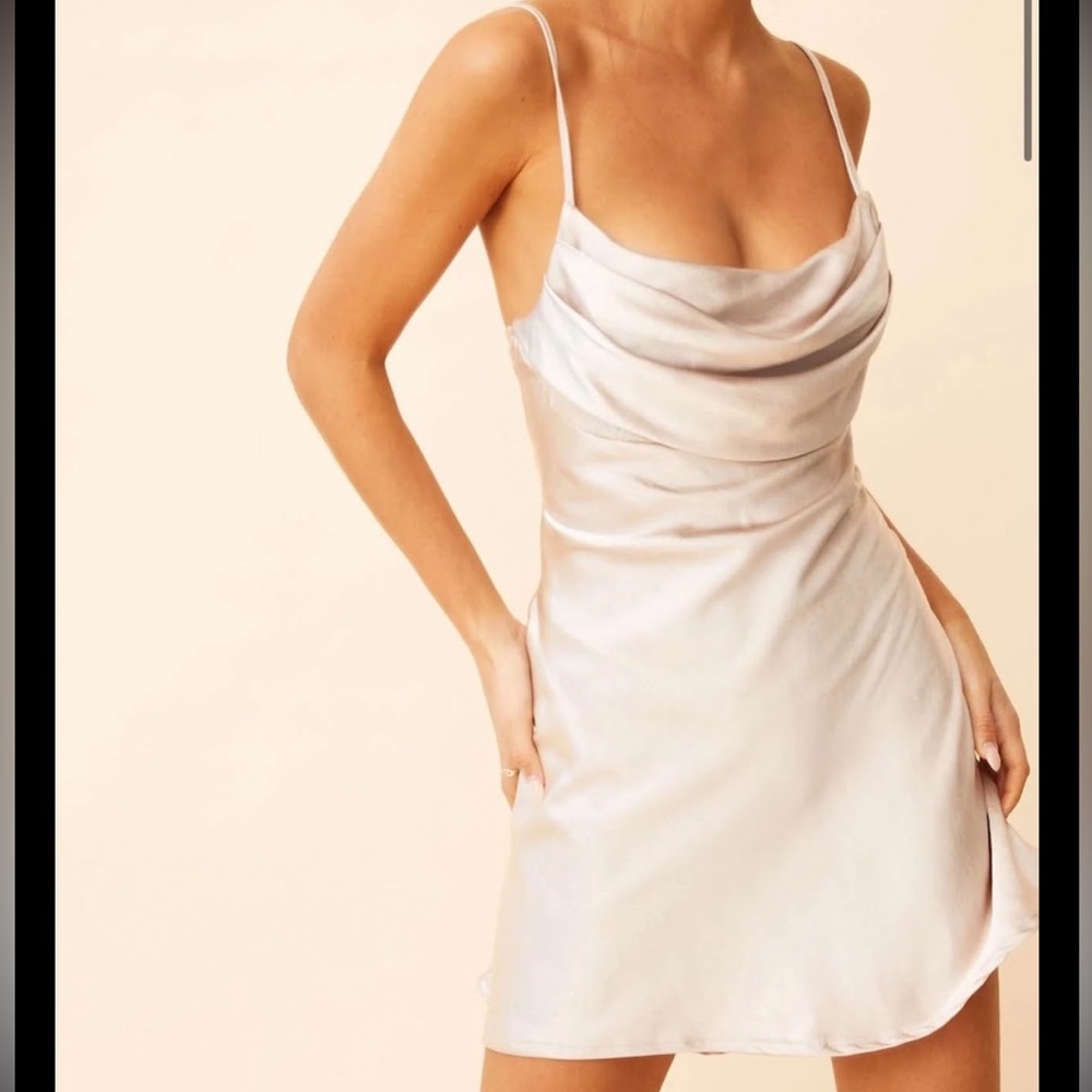Champagne Slip Dress with Cowl Neck